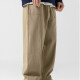 Men's Casual 100%Cotton Plain Patch Pocket Elastic Waist Drawstring Cargo Long Pant Khaki Clothing Wholesale Market -LIUHUA