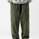 Men's Casual 100%Cotton Plain Patch Pocket Elastic Waist Drawstring Cargo Long Pant Green Clothing Wholesale Market -LIUHUA