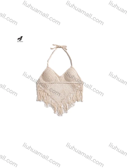 Wholesale Tied hanging neck vest suspender women's summer short inner with chest pad top backless hollow chest embroidered vest