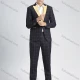 Wholesale Men's Formal Slim Fit Lapel Contrast Plaid Print Pockets Single Breasted Blazer & Trousers 2 Piece Sets Dark Blue Clothing Wholesale Market Liuhua