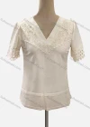 Wholesale Women's Casual V Neck Short Sleeve Eyelet Embroidered Blouse - Liuhuamall