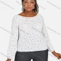 Wholesale Women's Bateau Neck Long Sleeve Allover Print Blouse preview