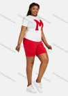 Wholesale Women's Casual 2 Piece Letter Short Sleeve Top & Shorts Set 28077# - Liuhuamall