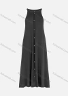 Wholesale Women's Casual Button Front Round Neck Plain Tank Maxi Dress - Liuhuamall