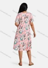 Wholesale Women's Round Neck Floral Print Nightgown - Liuhuamall