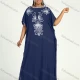 Wholesale Women's African Plus Size Vintage Round Neck Robe Batwing Sleeve Floral Embroidery Plain Kaftan Dress 11# Clothing Wholesale Market Liuhua