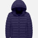 Kids Casual Hooded Long Sleeve Zipper Pocket Thermal Puffer Jacket Blue Clothing Wholesale Market -LIUHUA
