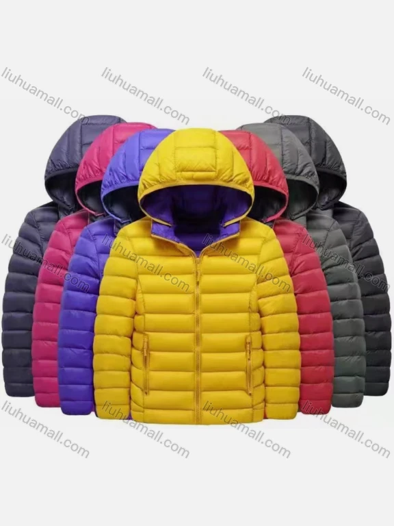 Wholesale Kids Casual Hooded Long Sleeve Zipper Pocket Thermal Puffer Jacket