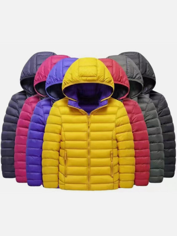 Kids Casual Hooded Long Sleeve Zipper Pocket Thermal Puffer Jacket, Clothing Wholesale Market -LIUHUA, KIDS-BABY, Boys-Clothing