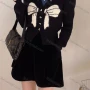 Wholesale Women's Casual Preppy V Neck Bow Knot Print Knit Cardigan 8138# preview