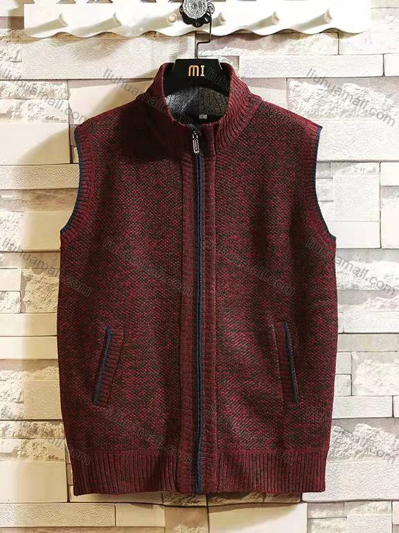 Wholesale Men's Casual Sleeveless Mock Neck Zipper Chunky Knit Sweater Vests