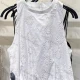 Wholesale Women's Casual Crew Neck Plain Hollow Out Embroidery Tank Top White Clothing Wholesale Market Liuhua