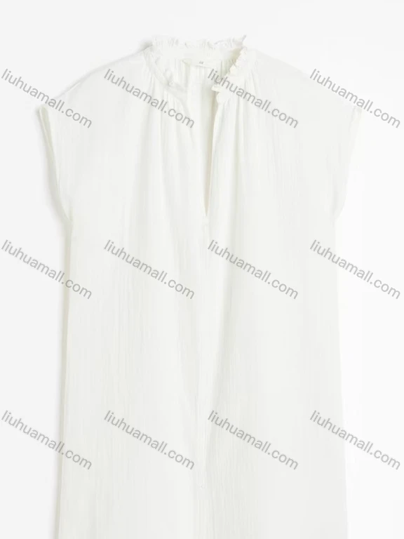 Wholesale Women's Elegant Plain Ruffle Trim Notched Neck Ruched Tank Short Dress