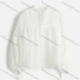 Wholesale Women's Casual Long Sleeve Crew Neck Plain Hollow Out Lace Up Blouse White Clothing Wholesale Market Liuhua