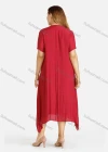 Wholesale Women's Plain Linen Short Sleeve Hanky Hem Midi Dress - Liuhuamall