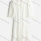 Wholesale Women's Casual Plain Button Down Ruched Lace Up Eyelet Embroidered Scallop Hem Shirt Short Dress White Clothing Wholesale Market Liuhua