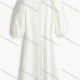 Wholesale Women's Elegant Plain Crew Neck Half Sleeve Hollow Out Embroidery Tie Front Short Dress White Clothing Wholesale Market Liuhua