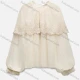 Wholesale Women's Romantic Long Sleeve Crew Neck Plain Sheer Lace Cape Blouse White Clothing Wholesale Market Liuhua