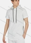 Wholesale Men's Casual Hooded Drawstring Short Sleeve Curved Hem Zipper Plain Hoodies & Pockets Ankle-Tie Pants 2-Piece Set 8763# - Liuhuamall