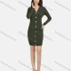 Wholesale Women's Casual V Neck Long Sleeve Ruched Button Decor Short Chiffon Dress 1205# A669# Clothing Wholesale Market Liuhua