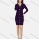 Wholesale Women's Casual V Neck Long Sleeve Ruched Button Decor Short Chiffon Dress 1205# A685# Clothing Wholesale Market Liuhua