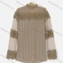 Wholesale Women's Mock Neck Zip Back Long Sleeve Applique Blouse preview