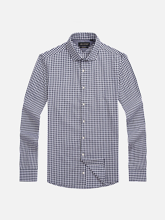 Men's Formal Collared Long Sleeve Gingham Button Down Dress Shirts, Clothing Wholesale Market -LIUHUA, Men, Men-s-Tops, Formal-Shirts