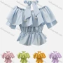 Wholesale Women's Casual Plain Off Shoulder Ruffle Hem Peplum Pearl Decor Blouse With Neck Tie preview