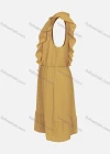 Wholesale Women's Ruffle Cap Sleeve Drawstring Belt Ruffle Hem Plain Casual Dress - Liuhuamall
