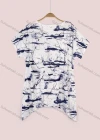 Wholesale Women's Casual Ink Painting Print Round Neck Short Sleeve Top - Liuhuamall