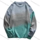Wholesale Men's Gradient Colorblock Round Neck Ribbed Cuff Comfy Pullover Sweater Light Blue Clothing Wholesale Market Liuhua