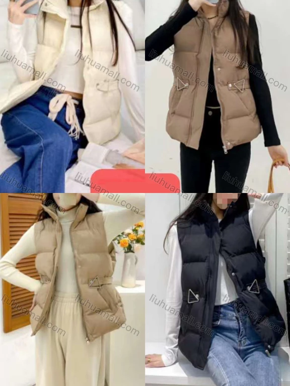 Wholesale Women's Causal Button Front Zipper Pockets Qualited Puffer Plain Vest