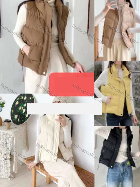 Wholesale Women's Causal Button Front Zipper Pockets Qualited Puffer Plain Vest