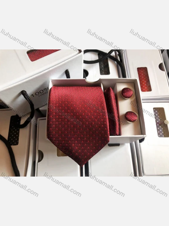 Wholesale Men's Fashion Mini Checkerboard Print Tie & Pocket Square & Pair Cufflinks Sets