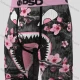 Wholesale Men's Shark Jaw Cherry Blossom Print Boxer Shorts - Black High-Waist Pink Band, Stretch Comfort, Streetwear Style Wholes Pink Clothing Wholesale Market Liuhua