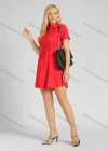 Wholesale Women's Casual Short Sleeve Button Front Belted Plain Short Shirt Dress - Liuhuamall