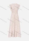 Wholesale Women's Casual Sleeveless V Neck Floral Print Ruffle Trim Drawstring Ruffle Hem Maxi Dress A1625-591309# - Liuhuamall