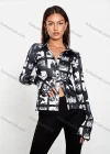 Wholesale Women's Fashion Bell Sleeve Allover Printb Button Down Slim Shirt Q21TP619# - Liuhuamall