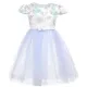 Girls Cap Sleeve 3D Floral Embroidery Zip Back Lace Flower Girl Dress White Clothing Wholesale Market -LIUHUA
