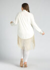 Wholesale Women's Plus Size Stand Collar Zip Sequin Glitter Tassel Hem Jacket - Liuhuamall