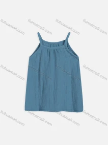 Wholesale Girls Cute Cold Shoulder Sleeveless Shirred Short Cami Dress 2223#, LIUHUA CLOTHING WHOLESALE