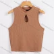 Wholesale Women's Summer Plain Round Neck Cut Out Comfy Tank Top B-16922C# Brown Guangzhou Clothing Wholesale Market & Suppliers -LIUHUAMALL