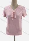 Wholesale Women's Casual V Neck Short Sleeve Lace Up Blouse - Liuhuamall