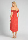 Wholesale Women's Polka Dot Off Shoulder Slit Hem Midi Dress - Liuhuamall