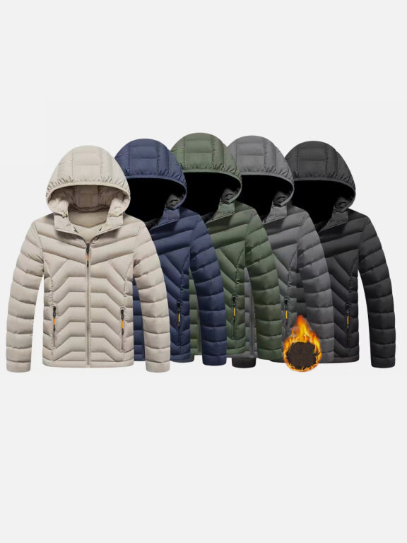 Kids Casual Hooded Long Sleeve Zipper Pocket Thermal Puffer Jacket, Clothing Wholesale Market -LIUHUA, KIDS-BABIES, Boys-Clothing