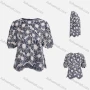 Wholesale Women's Casual Round Neck Keyhole Floral Embroidery Half Sleeve Scalloped Trim Asymmetrical Hem Blouse preview