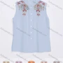 Wholesale Women's Stand Collar Floral Embroidery Buttons Down Tank Tops W02# preview