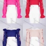 Wholesale Women's Floral Embroidery Off Shoulder Ruffle Trim Long Sleeve Crop Blouse SY06# preview