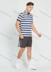 Wholesale Men's Casual Striped Colorblock Print Short Sleeve Polo Shirt - Liuhuamall