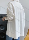 Wholesale Women's Casual Plain Back Button Down Long Sleeve Patch Pocket Shirts - Liuhuamall
